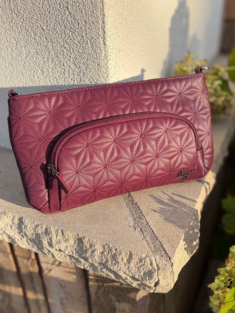 EUC Lug Flyer Satin Luxe VL Convertible Crossbody Bag in Wine